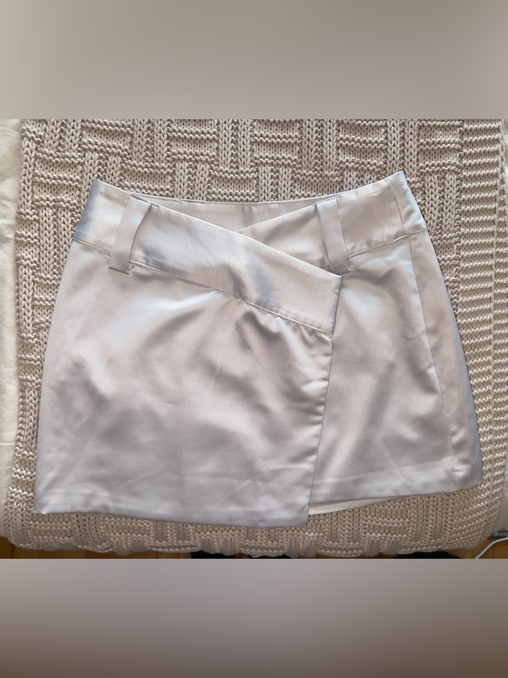 Superdown Alana Satin Wrap Mini Skirt in Silver